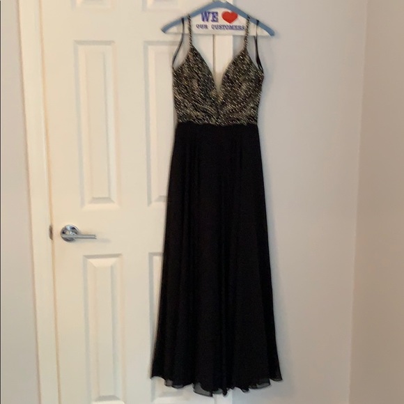 Formal, sequenced beaded spaghetti strap dress. - Picture 1 of 5